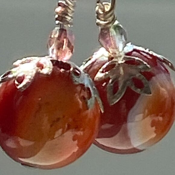 Red Jasper & Silver Plated Earrings - Picture 5 of 6